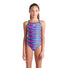 Arena Girls Racing Stripe Lightdrop Back Swimsuit - Multi Navy