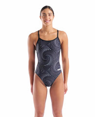 Black Arena Women's Fireflow Challenge Back Swimsuit with sleek design, ideal for competitive swim training and performance.
