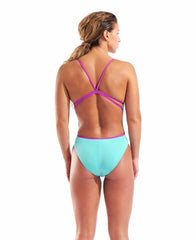 Arena Womens Lace Solid Swimsuit - Water/Very Fuchsia | Allens Of Kingsbury