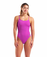 Arena Womens Solid Team Challenge Swimsuit - Very Fuchsia/Team Green | Allens Of Kingsbury