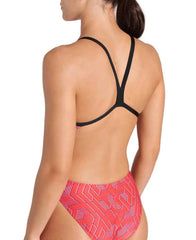 Arena Women's Escape Challenge Back Swimsuit in black and team red, designed for competitive swimming and active water sports.