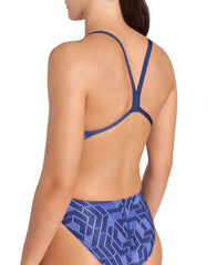 Arena women's Escape Challenge back swimsuit in navy and team navy, featuring a sleek design suitable for competitive swimming.