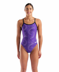 Arena Womens Fireflow Challenge Back Swimsuit - Black/Team Purple | Allens Of Kingsbury