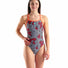 Arena Womens Geometry Booster Back Swimsuit - Multi Black/Bright Coral