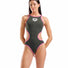 Arena Womens One Biglogo One Piece Swimsuit - Dark Sage/Shocking Pink