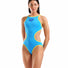 Arena Womens One Biglogo One Piece Swimsuit - Turquoise/Yellow Star