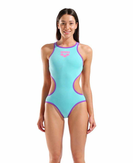 Arena Womens One Biglogo One Piece Swimsuit - Water/Purple | Allens Of Kingsbury 982