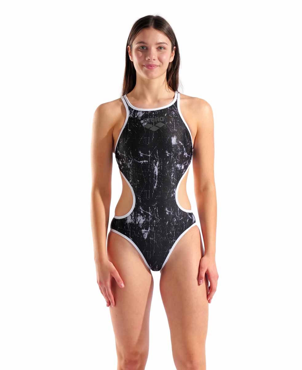 Arena Womens One Lacquer One Piece Swimsuit - Multi Black/White | Allens Of Kingsbury