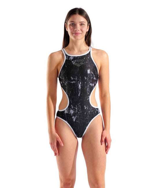 Arena Womens One Lacquer One Piece Swimsuit - Multi Black/White | Allens Of Kingsbury 982