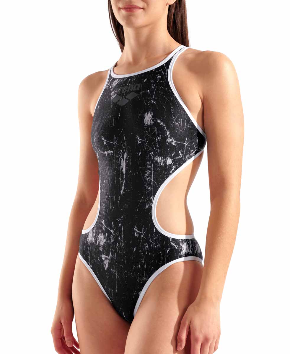 Arena Womens One Lacquer One Piece Swimsuit - Multi Black/White | Allens Of Kingsbury