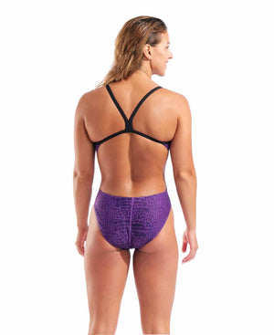 Arena Womens Snakeskin Challenge Back Swimsuit - Black/Team Purple | Allens Of Kingsbury