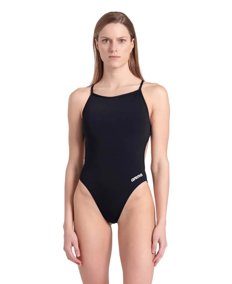 Solid Lace Back Swimsuit