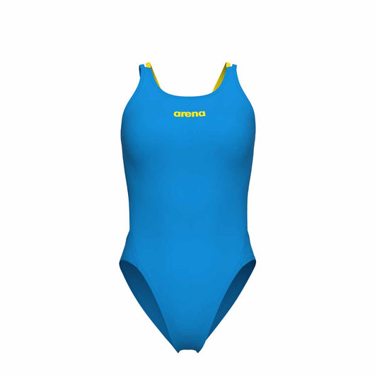 Arena Womens Solid Swim Tech Multi Back Swimsuit - Turquoise/Yellow | Allens Of Kingsbury 1200