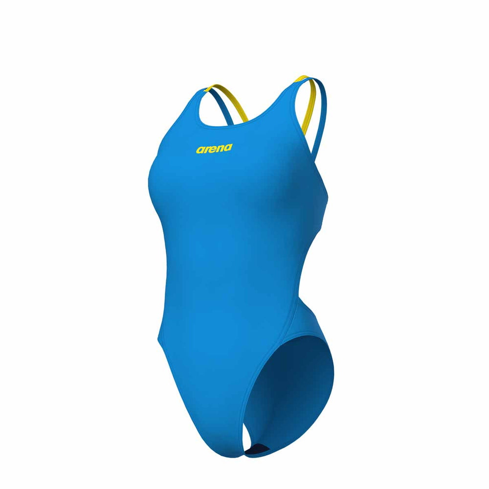 Arena Womens Solid Swim Tech Multi Back Swimsuit - Turquoise/Yellow | Allens Of Kingsbury