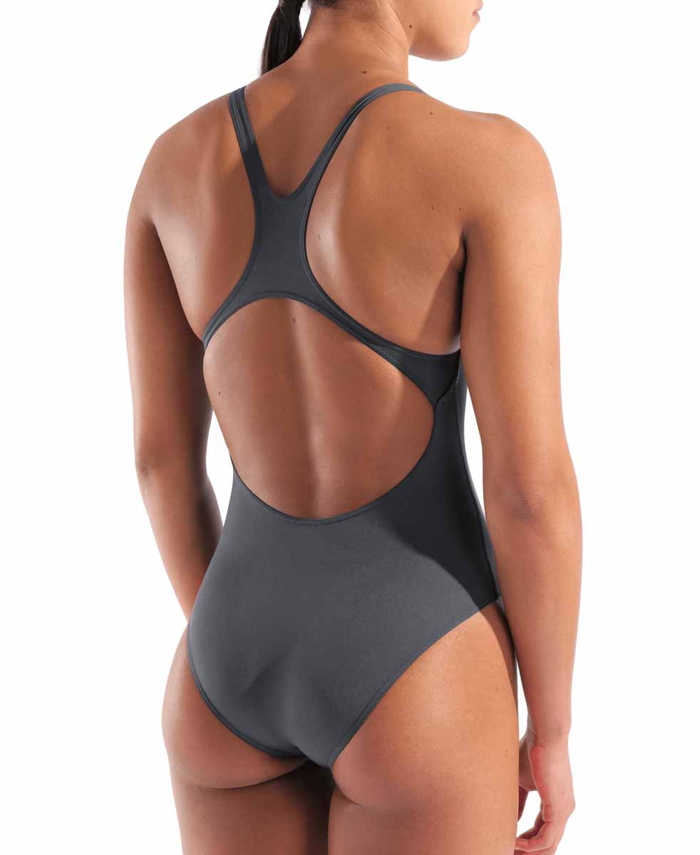 Arena Womens Team Swim Pro Back Solid Swimsuit - Asphalt/Bright Coral | Allens Of Kingsbury