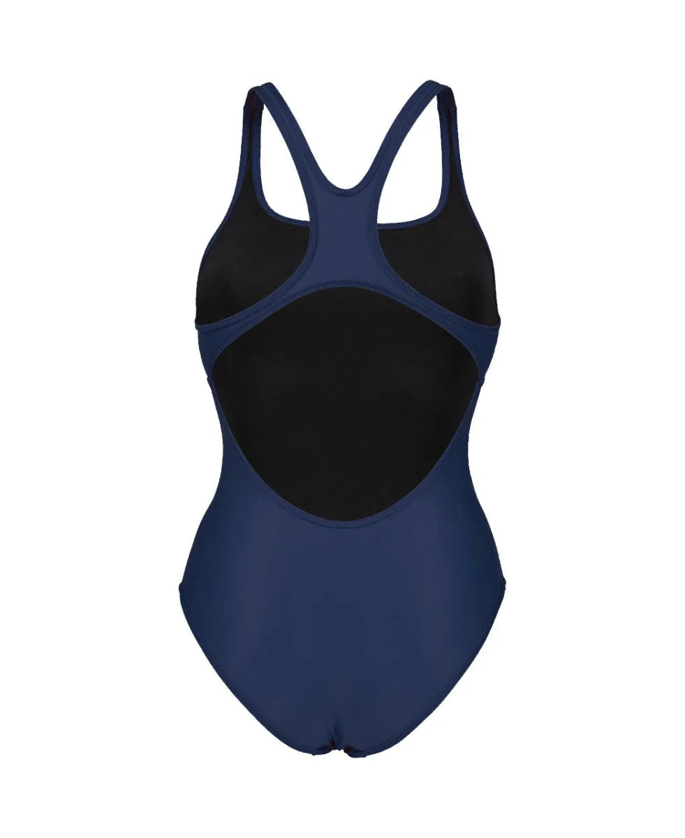 Arena Women's Team Swim Pro solid navy swimsuit, designed for competitive swimming, featuring a streamlined fit and durable fabric.