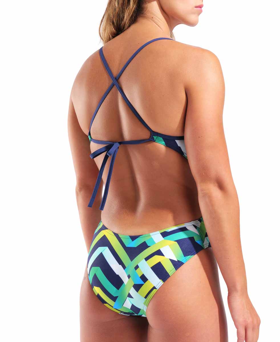 Arena Womens Texture Tie Back Swimsuit - Multi/Navy/Navy | Allens Of Kingsbury