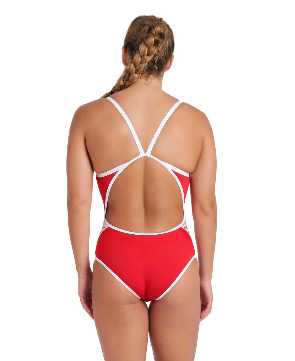Red Arena Women's Icon Super Fly swimsuit with sleek design, perfect for competitive swimming and training.