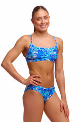 Funkita Ladies Bloom Shakalaka Sports Top - Blue/White | Allens Of Kingsbury