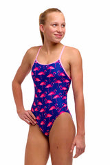 Funkita Girls Flocked Up Diamond Back One Piece Swimsuit - Multi | Allens Of Kingsbury