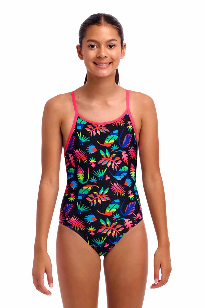 Funkita Girls Lost Leaf Diamond Back One Piece Swimsuit - Multi | Allens Of Kingsbury