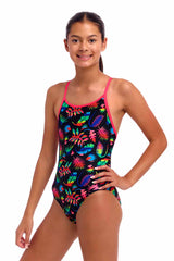 Funkita Girls Lost Leaf Diamond Back One Piece Swimsuit - Multi | Allens Of Kingsbury