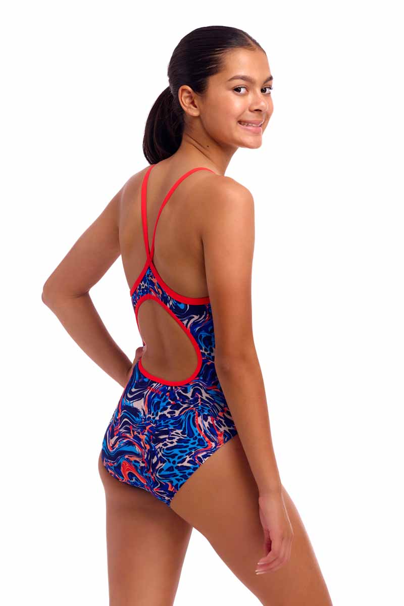 Funkita Girls Mad Cat Diamond Back One Piece Swimsuit - Multi | Allens Of Kingsbury