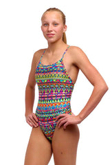 Funkita Girls Packed Up Diamond Back One Piece Swimsuit - Multi | Allens Of Kingsbury