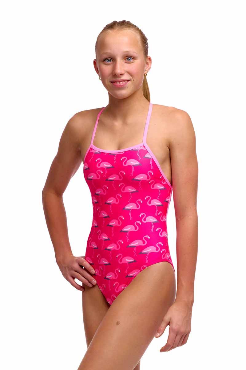 Funkita Girls Flaming Go Gos Strapped In One Piece Swimsuit - Pink | Allens Of Kingsbury