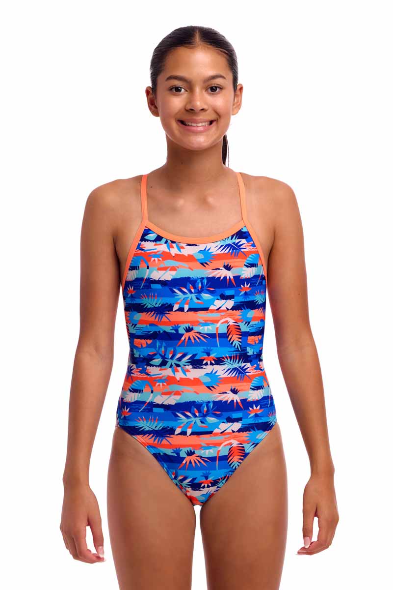 Funkita Girls Forever Fossil Single Strap One Piece Swimsuit - Multi | Allens Of Kingsbury