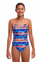 Funkita Girls Forever Fossil Single Strap One Piece Swimsuit - Multi | Allens Of Kingsbury