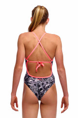 Funkita Girls Nights Rose Tie Me Tight One Piece Swimsuit - Black/White | Allens Of Kingsbury