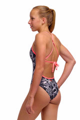 Funkita Girls Nights Rose Tie Me Tight One Piece Swimsuit - Black/White | Allens Of Kingsbury