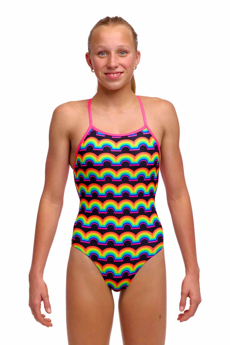 Funkita Girls Rainbowie Strapped In One Piece Swimsuit - Multi | Allens Of Kingsbury
