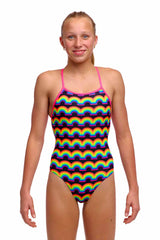 Funkita Girls Rainbowie Strapped In One Piece Swimsuit - Multi | Allens Of Kingsbury