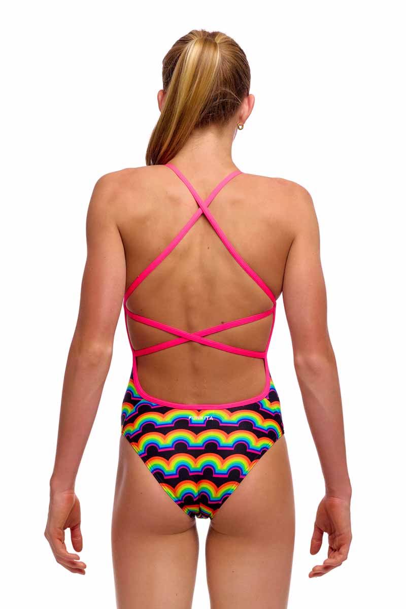 Funkita Girls Rainbowie Strapped In One Piece Swimsuit - Multi | Allens Of Kingsbury