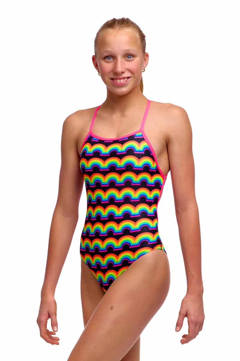 Funkita Girls Rainbowie Strapped In One Piece Swimsuit - Multi | Allens Of Kingsbury