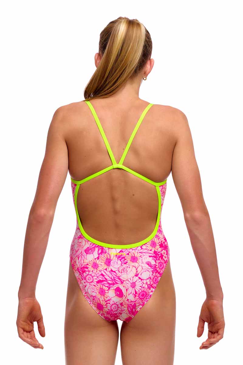 Funkita Girls Rosie Cheeky Single Strap One Piece Swimsuit - Pink/White | Allens Of Kingsbury