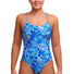 Funkita Ladies Bloom Shakalaka Diamond Back One Piece Swimsuit - Blue/White