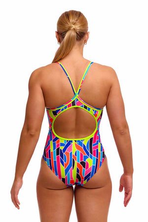 Funkita Ladies Fault Lines Diamond Back One Piece Swimsuit - Multi | Allens Of Kingsbury