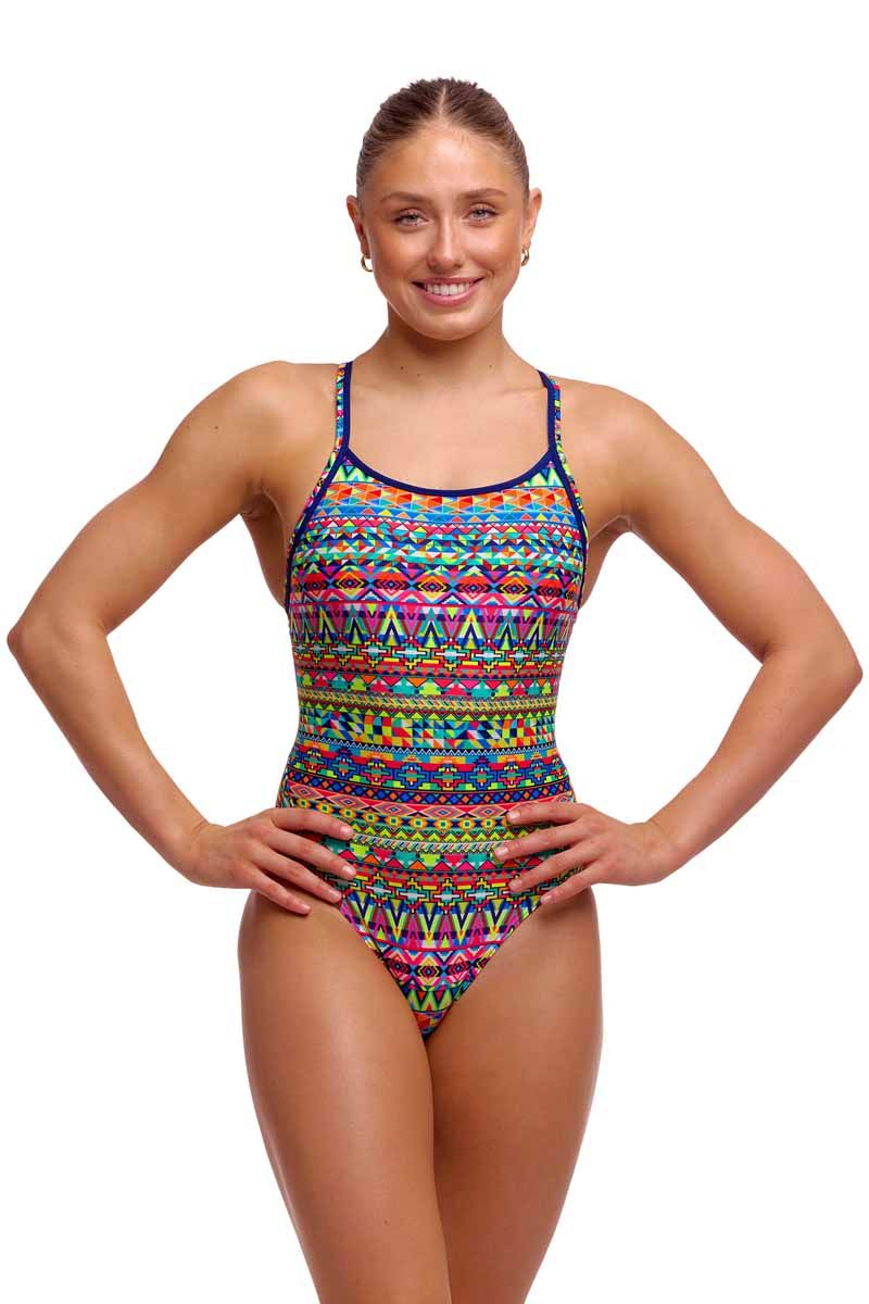 Funkita Ladies Packed Up Diamond Back One Piece Swimsuit - Multi | Allens Of Kingsbury