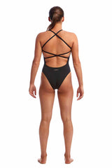 Funkita Ladies Bronzed Strapped In One Piece Swimsuit - Black/Bronze | Allens Of Kingsbury