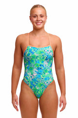 Funkita Ladies Green Green Grass Single Strength One Piece Swimsuit - Green/Blue | Allens Of Kingsbury