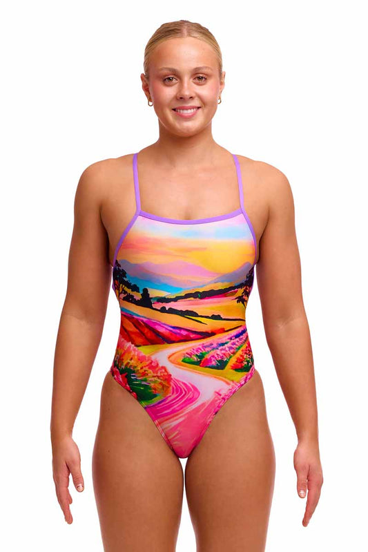 Funkita Ladies Meadow Made Strapped In One Piece Swimsuit - Multi | Allens Of Kingsbury 801