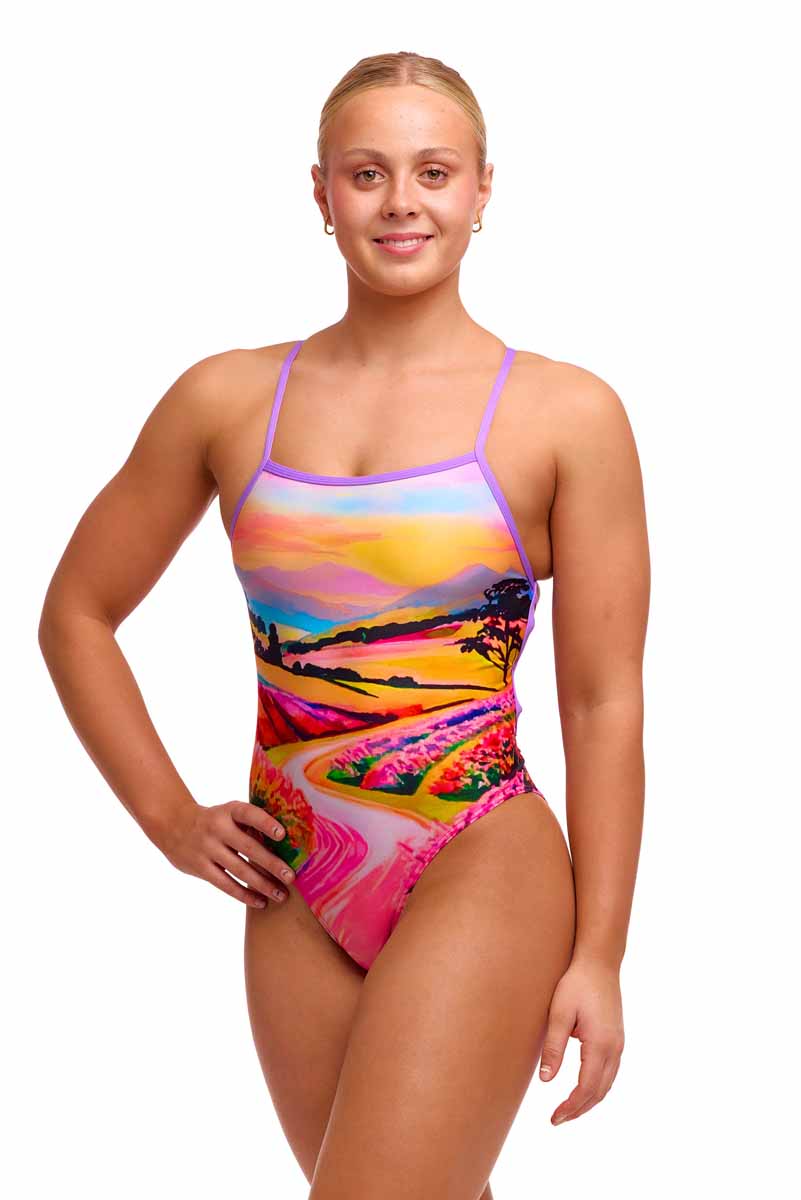 Funkita Ladies Meadow Made Strapped In One Piece Swimsuit - Multi | Allens Of Kingsbury