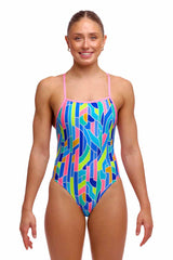 Funkita Ladies Pillared Tie Me Tight One Piece Swimsuit - Multi | Allens Of Kingsbury