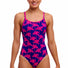 Funkita Ladies Pinky Palms Diamond Back Secure One Piece Swimsuit - Navy/Pink