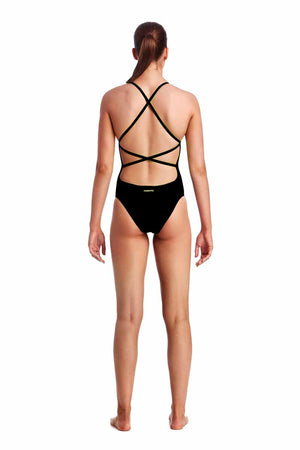 Funkita Ladies Still Black Strapped In One Piece Swimsuit - Black | Allens Of Kingsbury