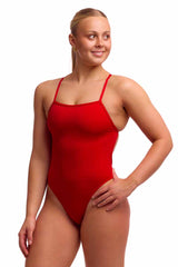 Funkita Ladies Still Red Single Strength One Piece Swimsuit - Red | Allens Of Kingsbury