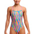 Funkita Ladies Swirly Straws Strapped In One Piece Swimsuit - Multi